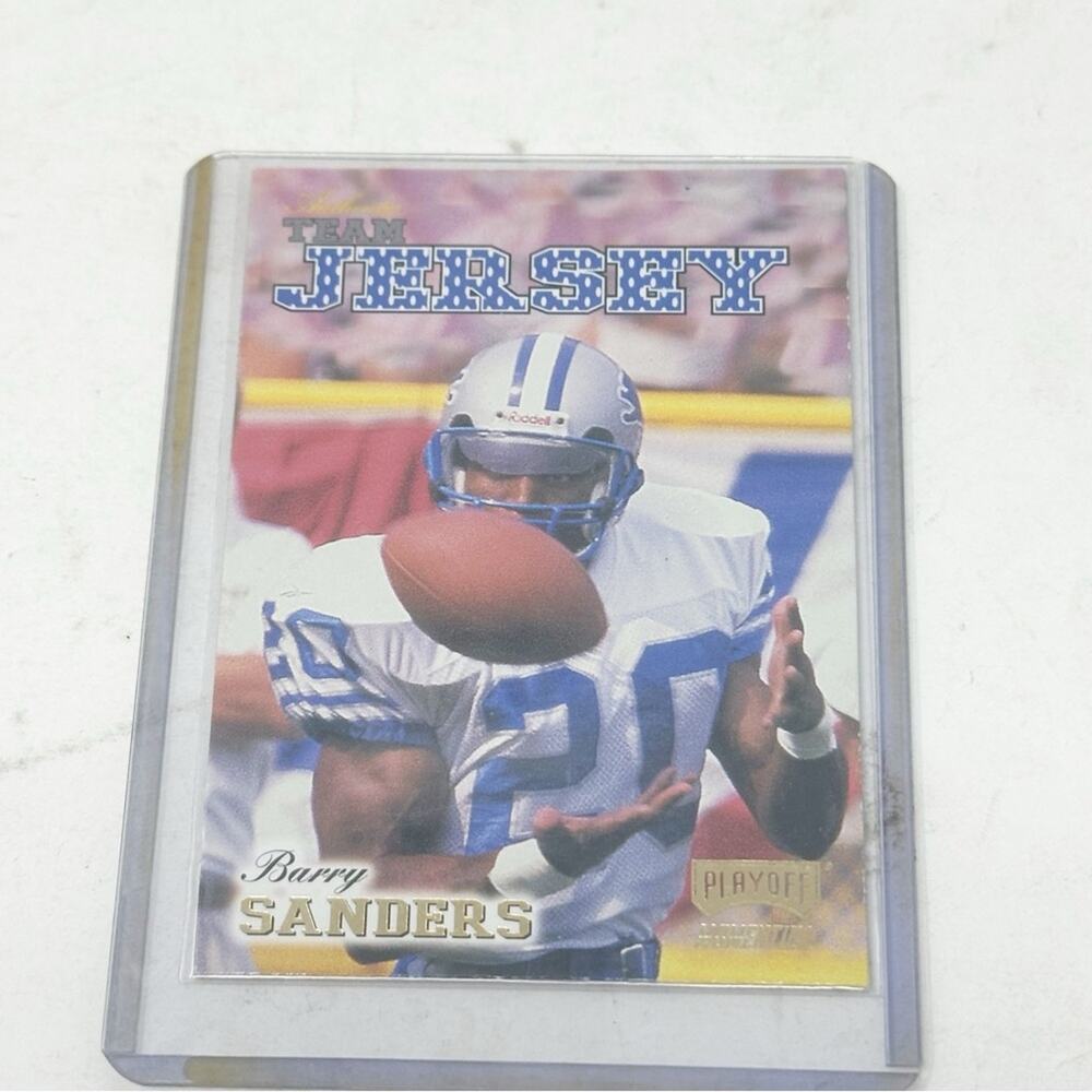 BARRY SANDERS Lions HOF 1998 Team Threads Home Jersey R40 Patch